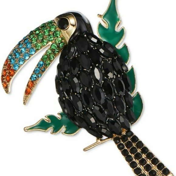 Toucan Parrot Pin Charter Club Bright Crystals Rainbow NIB Perfect Cond M328 - Picture 6 of 6